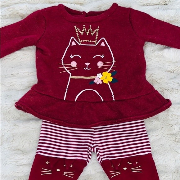 Size 3 months burgundy top and leggings - Picture 2 of 7